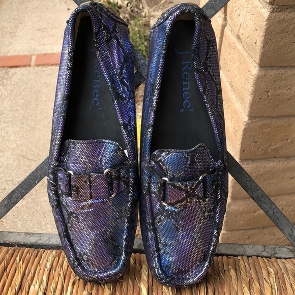 J. Renee Leather Faux Snakeskin Driving Shoe - Picture 1 of 11